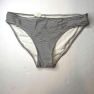 NWT Aerie Women's Printed Swim Bikini Bottom in True Black White Stripe.SZ XL